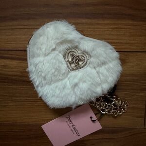 Juicy Couture White Heart Fur Keychain